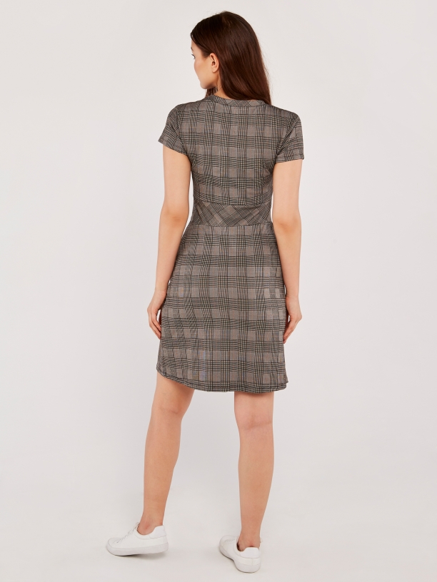 Apricot Plaid Shift Dress - Image 3